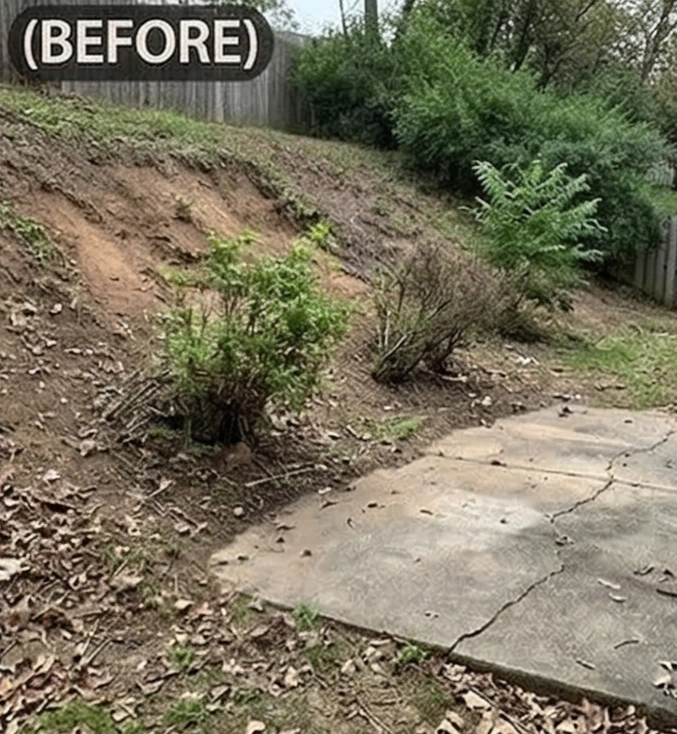 Backyard before landscaping work